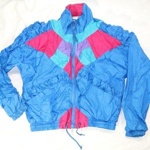 vtg OLYMPIC EXPOSURE 80s Geometric Multicolor Track Jacket Sz SMALL